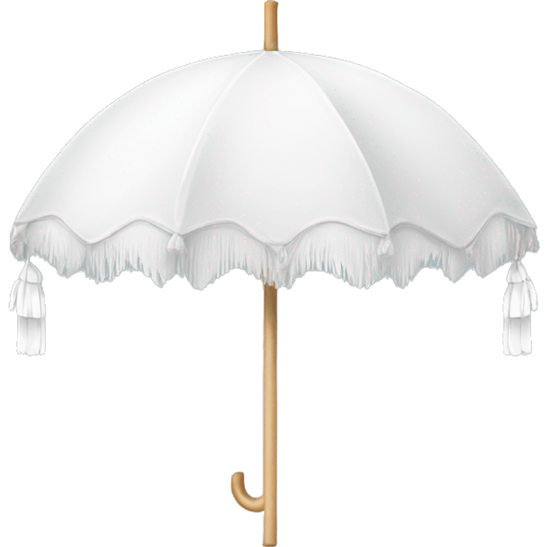 White beach umbrella with white tassels  emoji