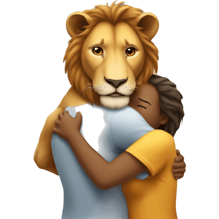 Lion hugs lioness emoji