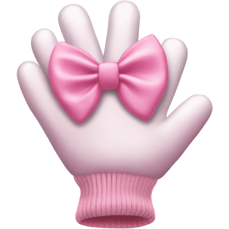 Pale pink garden gloves with pink bow emoji