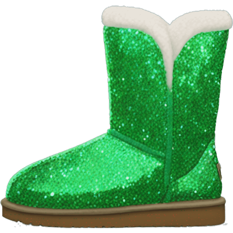 Realistic green Sparkle glitter and fur Ugg boots. emoji