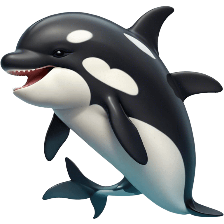 Cinematic Cute Yawning orca Portrait Emoji, Head tilted slightly with a dramatic, wide-open yawn, showcasing a sleek black-and-white body with gently relaxed fins and sleepy, half-closed eyes, Simplified yet irresistibly adorable features, highly detailed, glowing with a soft, cozy marine glow, high shine, relaxed yet expressive, stylized with a dash of whimsical deep-sea charm, soft glowing outline, capturing the essence of a drowsy yet affectionate orca that appears ready to stretch out in the waves for a nap! emoji