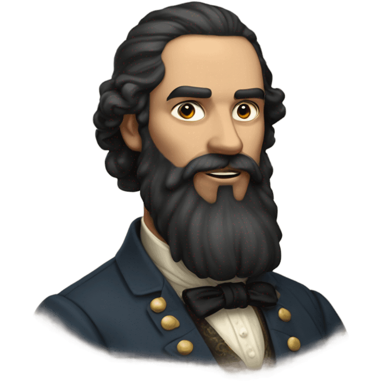 a 19th-century dressed man with long black beard and short black hair emoji