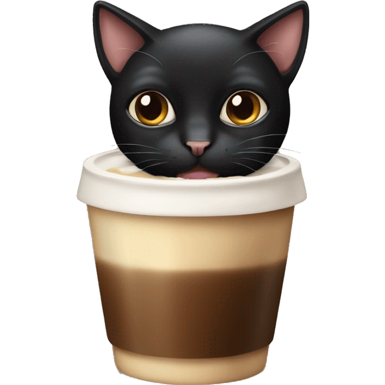 Black cat with caffe latte emoji