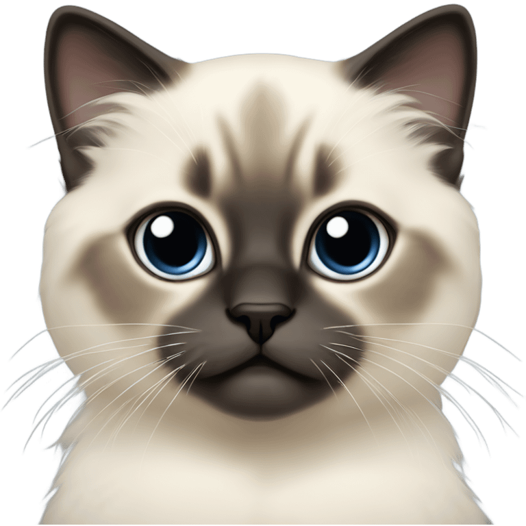 a birman kitten, small face, some spots of dark on the ears and middle of the face, laying on a shoulder emoji