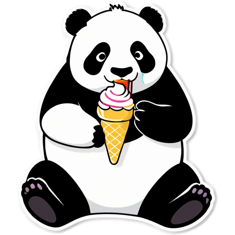 Panda eating ice cream emoji