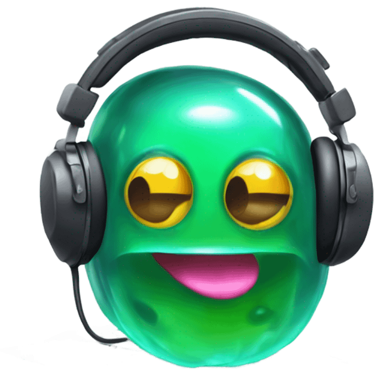 jelly blob with headphones and a music pad emoji