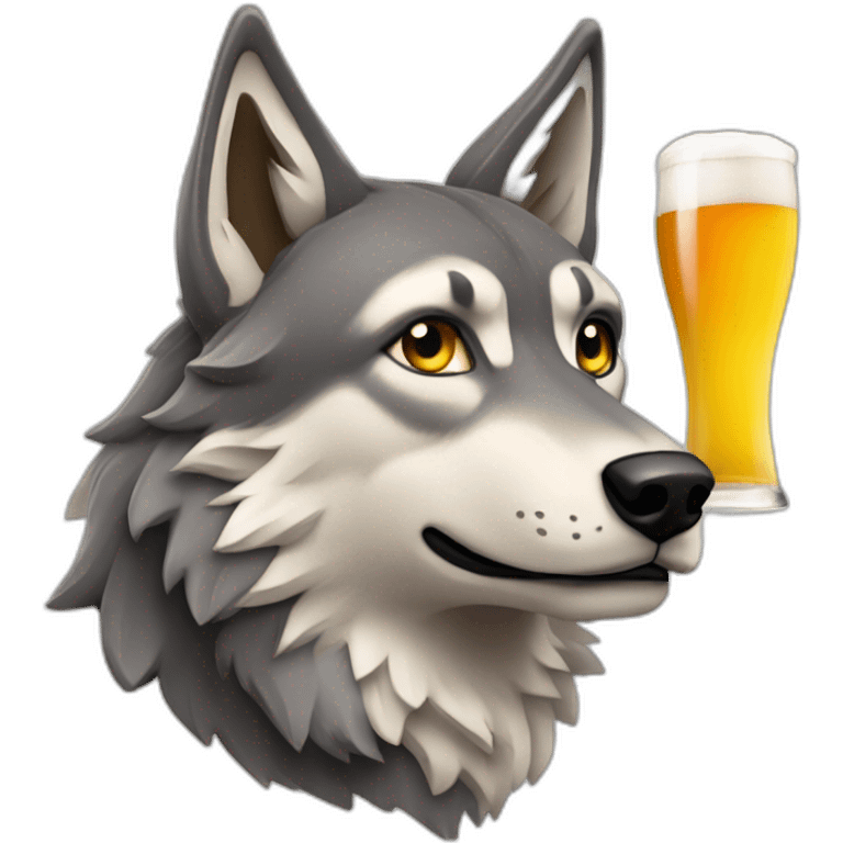 loup buvant une bière emoji