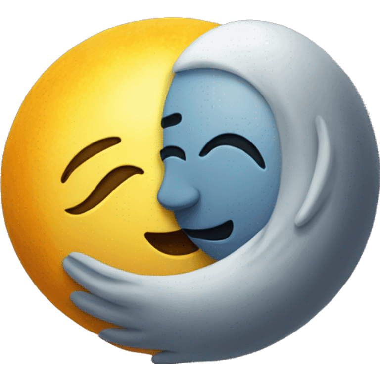 Sun and moon hugging emoji