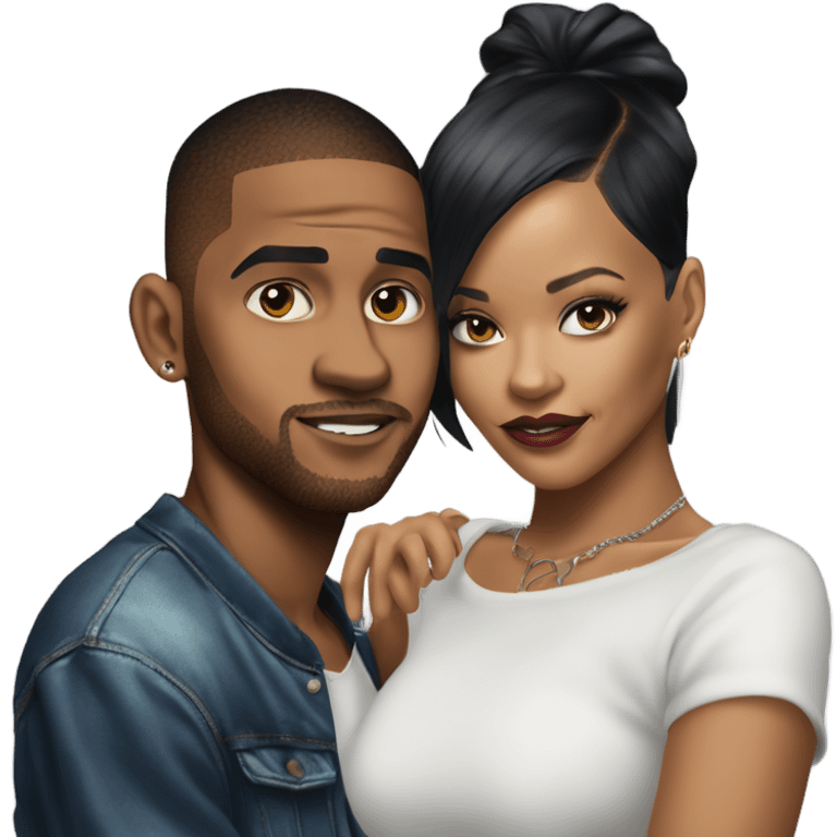 Hyper Realistic C Breezy and Rhianna romantic photo  emoji