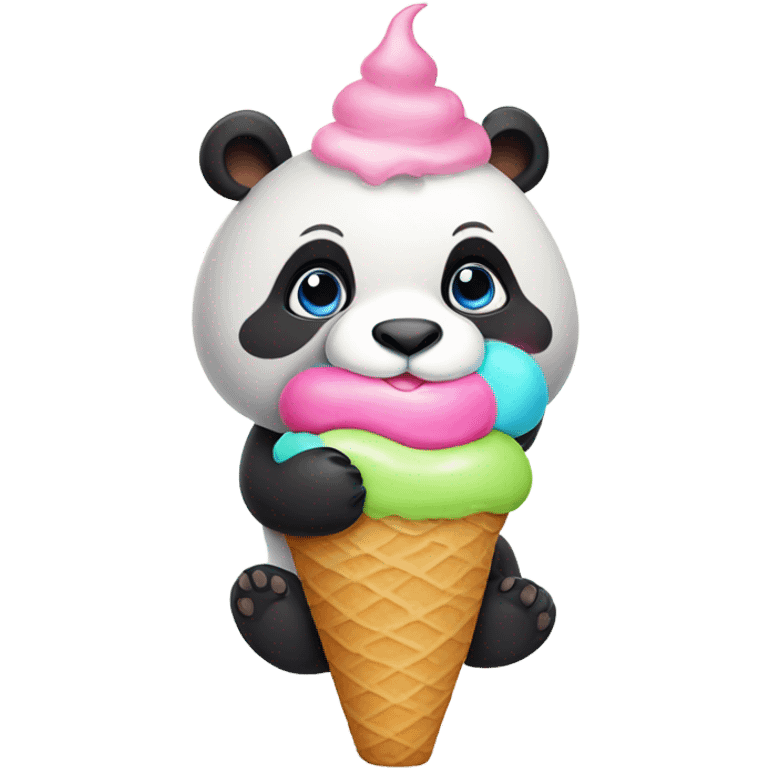 Panda eating ice cream emoji