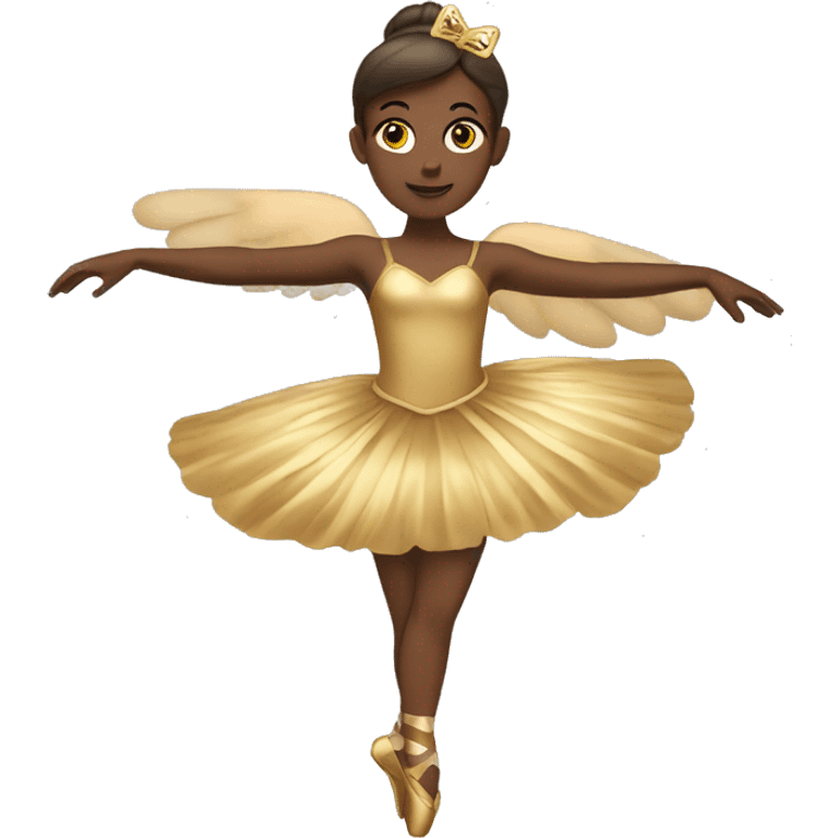  brown adult ballerina big gold wings emoji