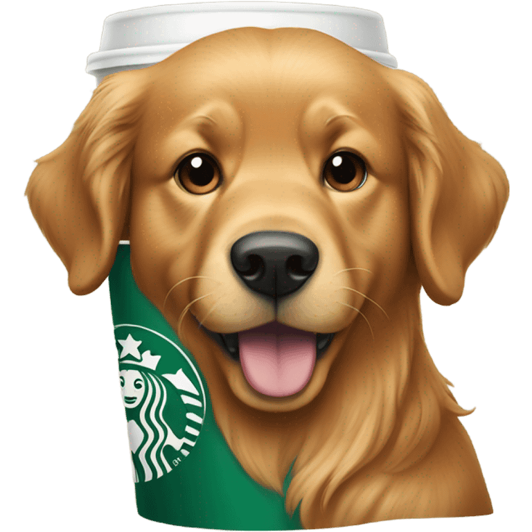 Red Golden retriever with starbucks emoji