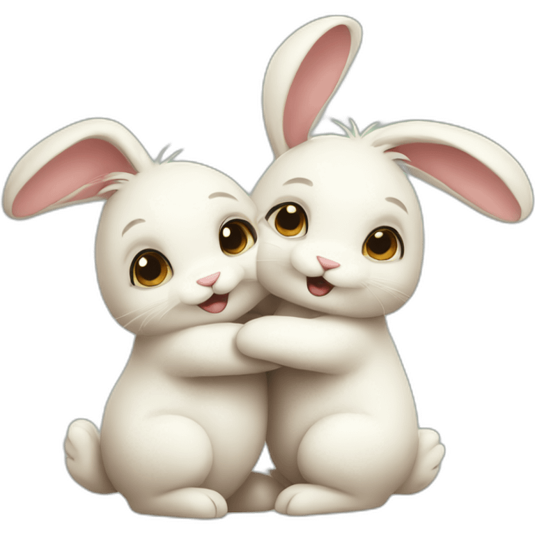 cute bunnies make hug emoji