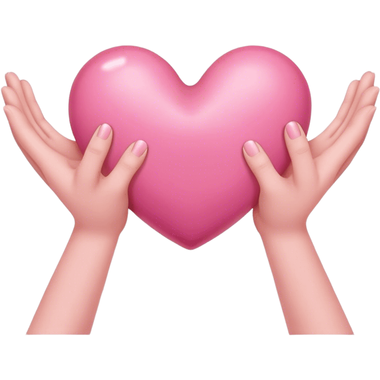 heart with hands, pink heart in middle emoji