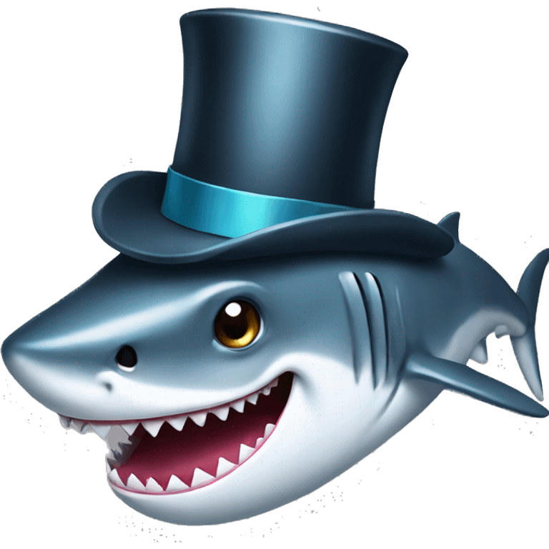 Shark with a top hat emoji