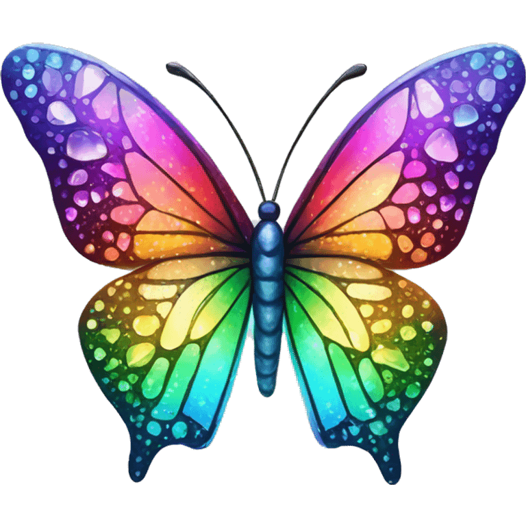 One Shiny-Colorful-Sparkly-Rainbow-Gradient-Crystal-Gem-Butterfly-Crystal-Fly emoji