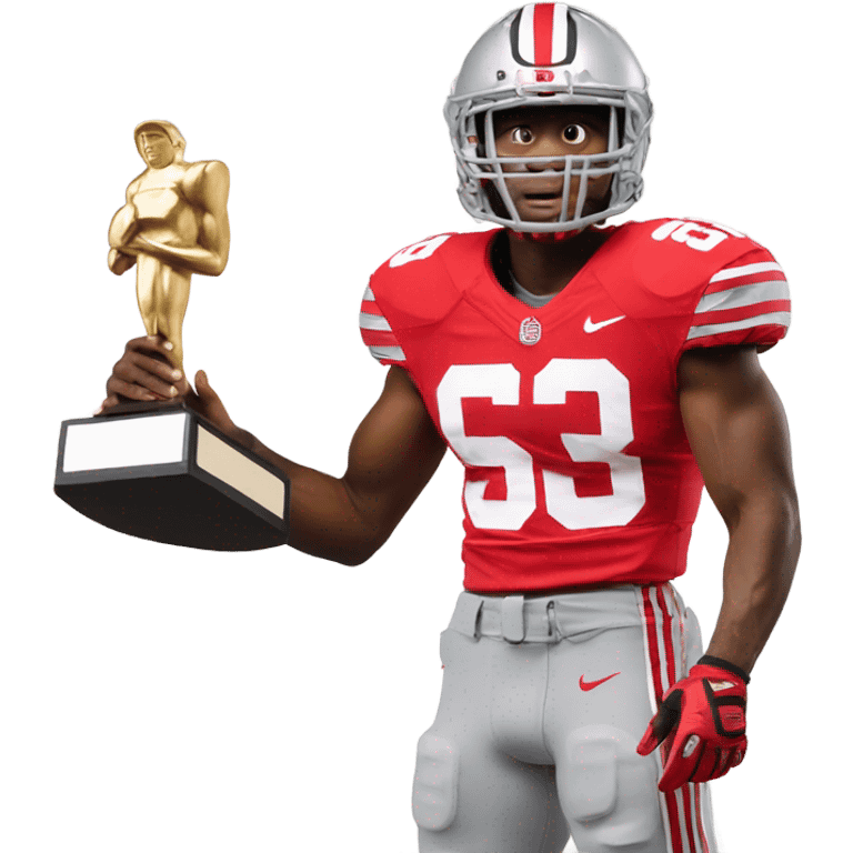 Ohio state football player holding a trophy emoji