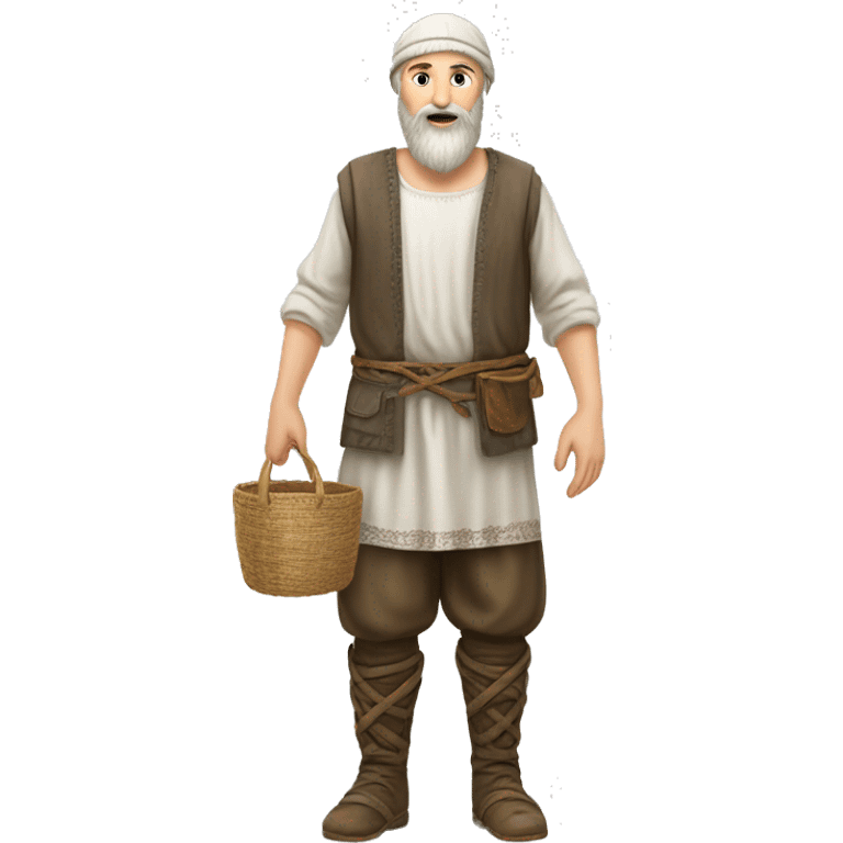 photorealistic white slavic peasant with beard full body, Slavic ethnic clothing emoji