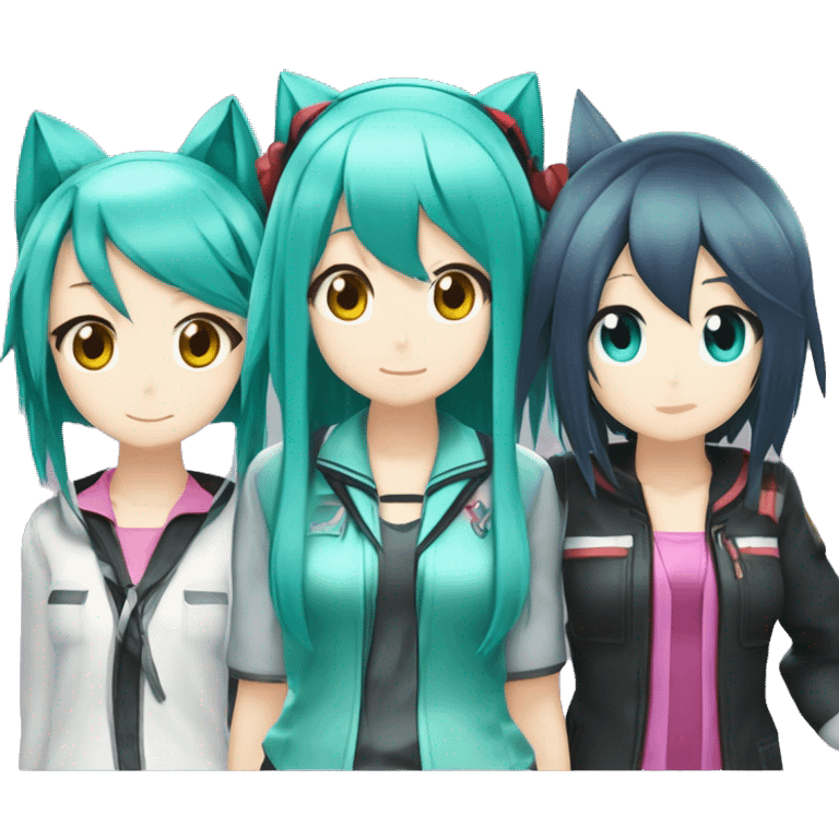 hatsune miku and kasane teto and akita neru, the triple baka squad emoji