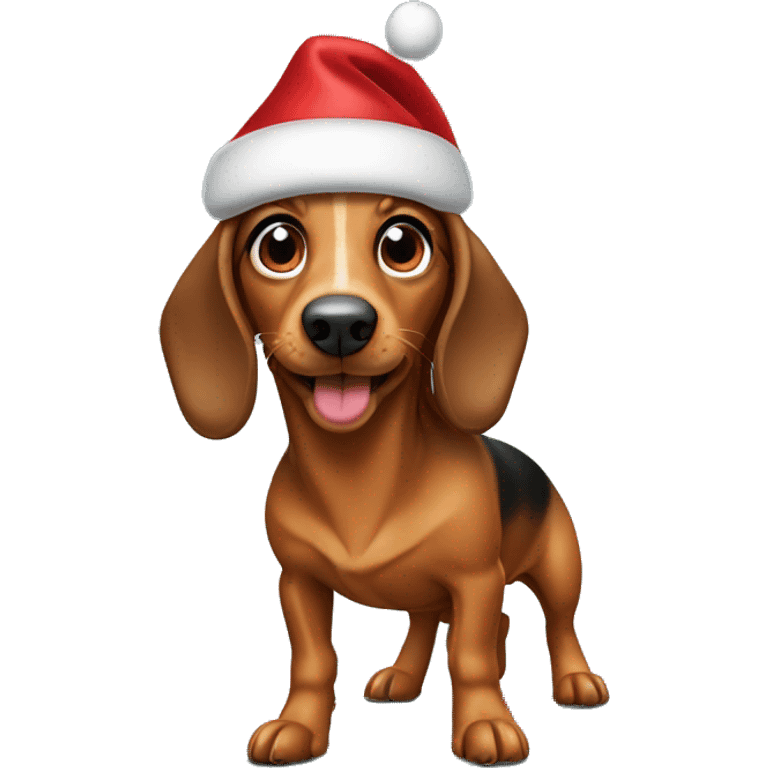 Wiener Dog wearing a Santa hat emoji