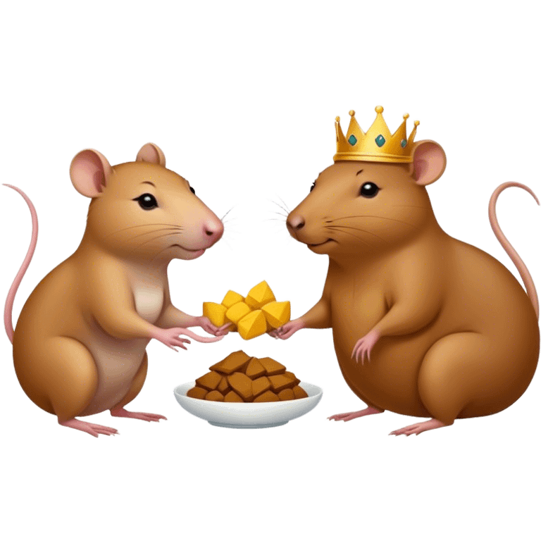 Capybara and Queen rat working together on receptiob emoji