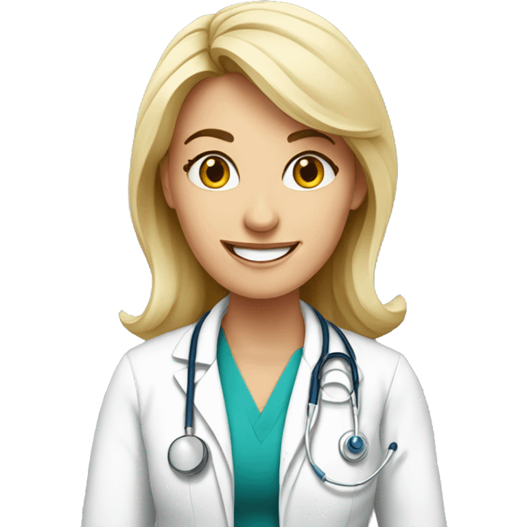 european doctor-woman-happy with emoji