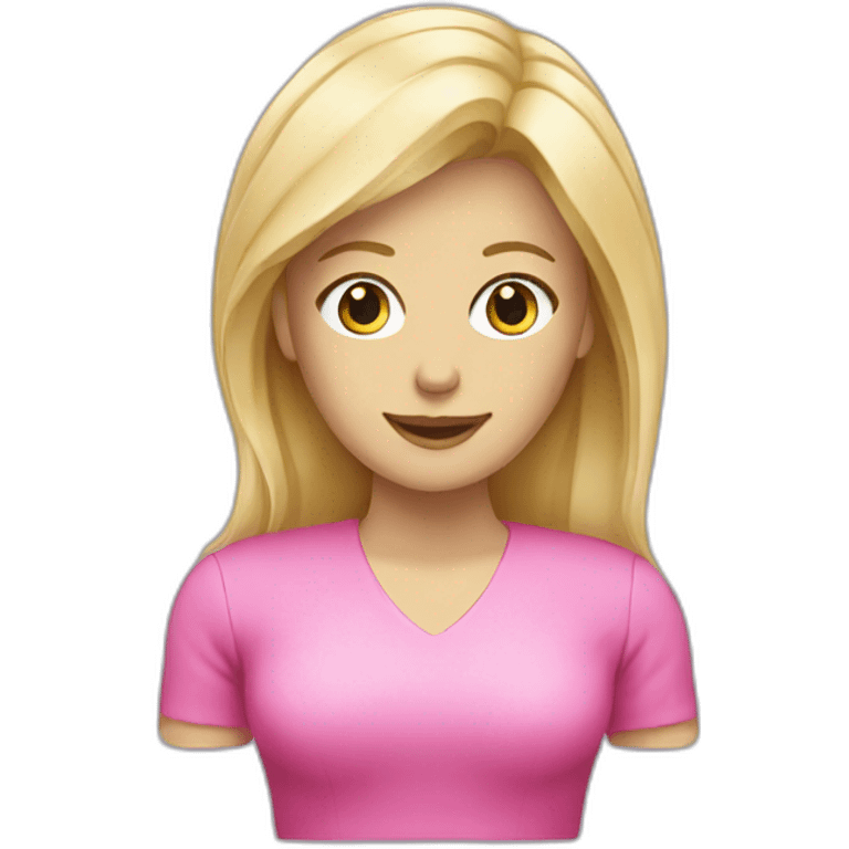 a blond woman with a pink computer emoji