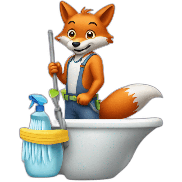 a fox from a cleaning company who cleans the bathroom emoji