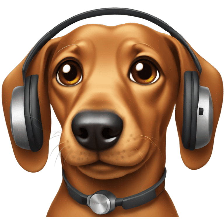 Weiner dog with headphones emoji