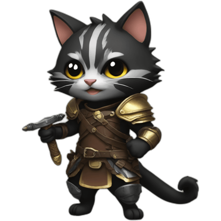 Black-palico-with leather armor and great sword emoji