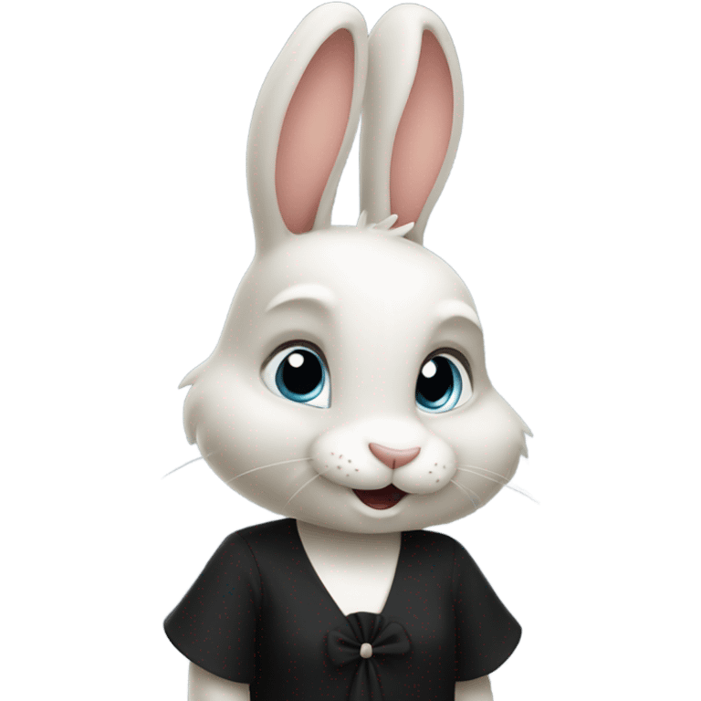 Happy Rabbit in black women dress going to work  emoji