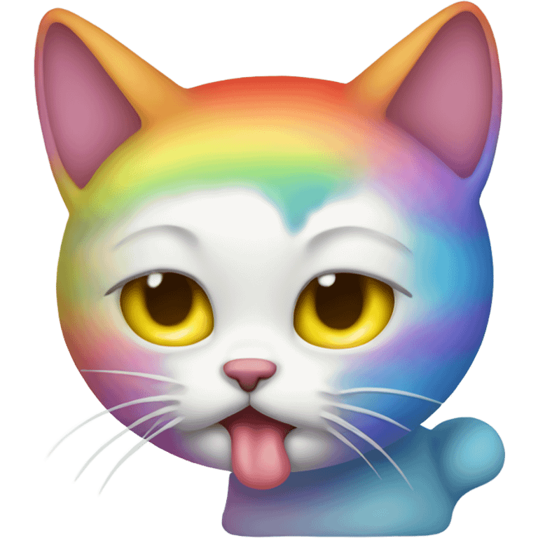 a cat who is vomiting rainbow emoji