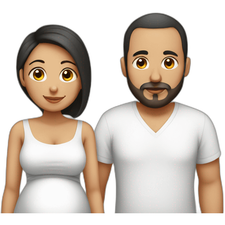 Latin pregnant wife and husband no face hair emoji