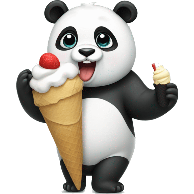 Panda eating ice cream emoji