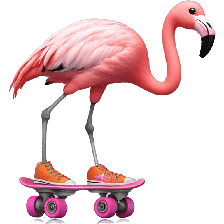 Flamingo with roller skates  emoji