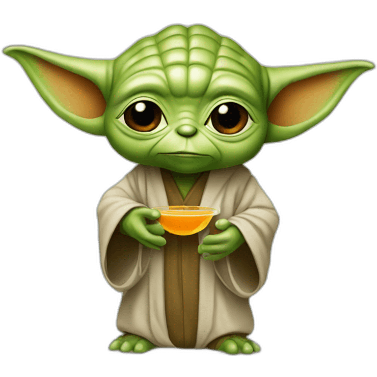 Yoda qui boit du jus d'orange emoji