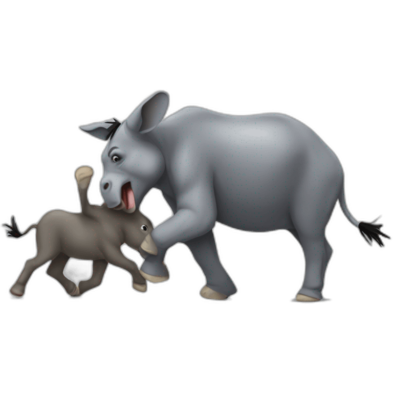 Donkey beating an elephant emoji