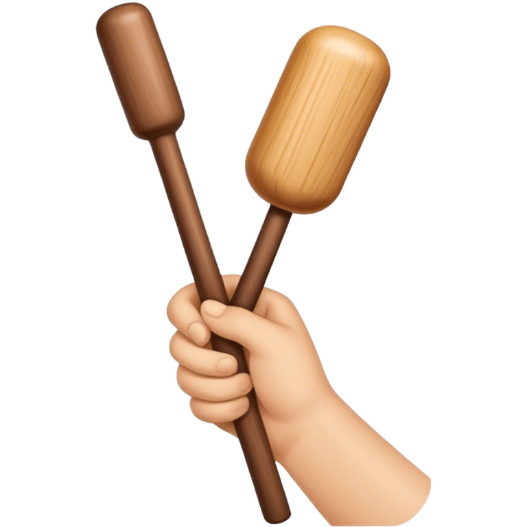 Hand holding Woodstick emoji