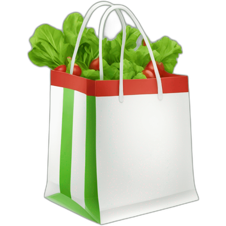 Shopping bag green and red and white emoji