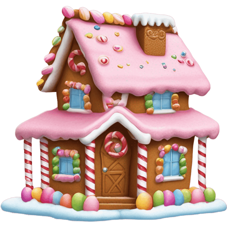 Pink gingerbread house emoji