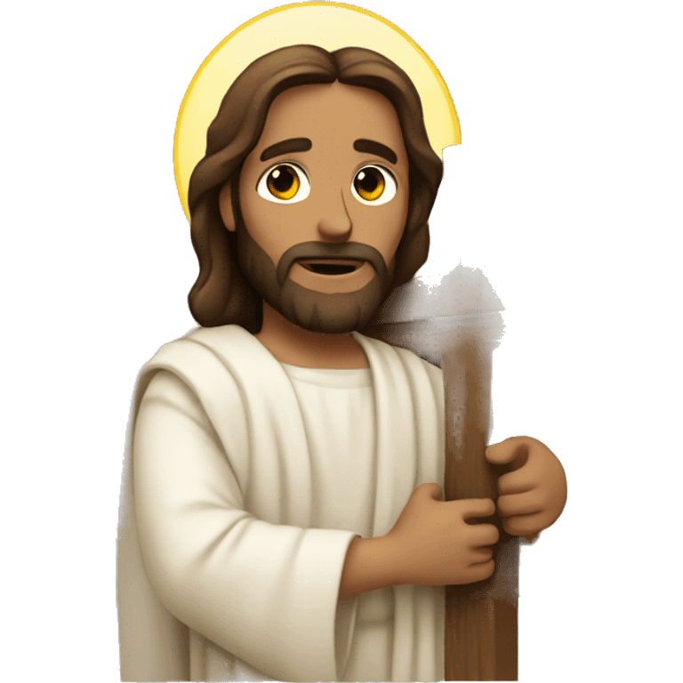 Jesus holding a cross emoji