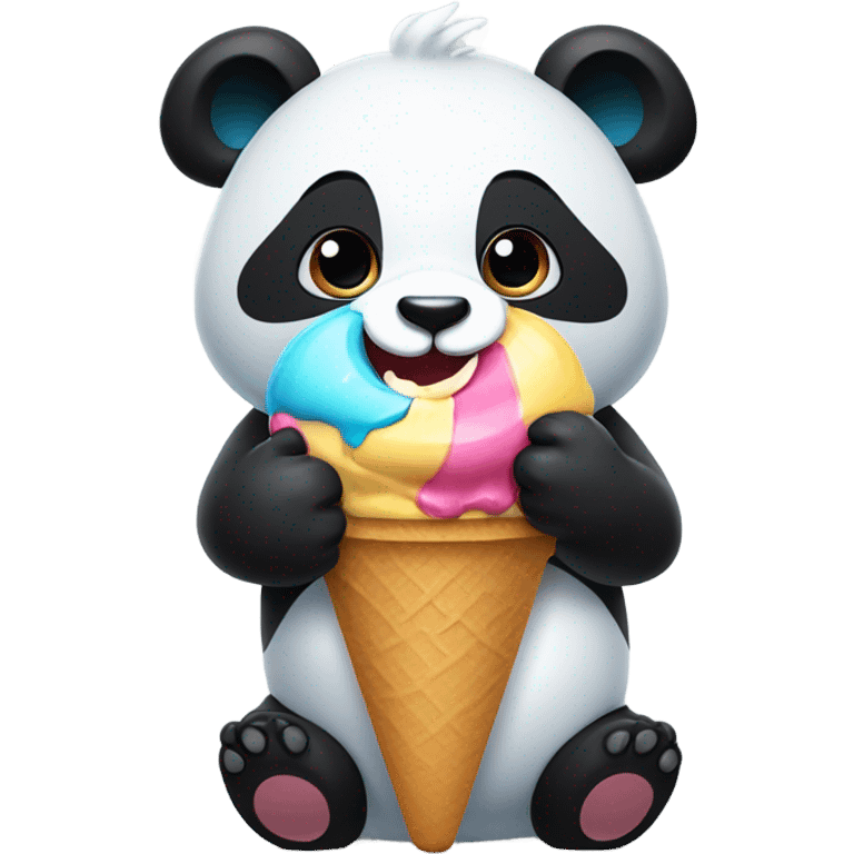 Panda eating ice cream emoji