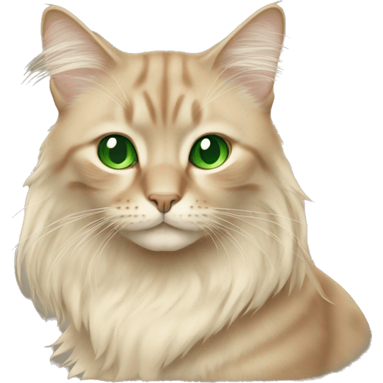 Beige cat with green eyes long hair emoji