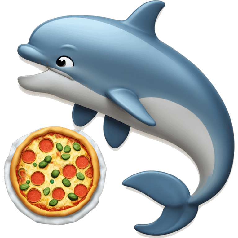 un delfin con una botella de cerveza en una aleta y una pizza en la otra emoji