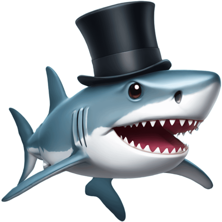 Shark with a top hat emoji