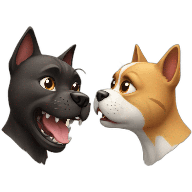 cat dog fight emoji