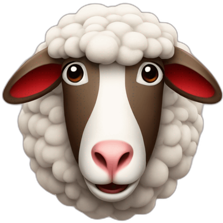 A sheep head with cross eyes in a red puddle emoji