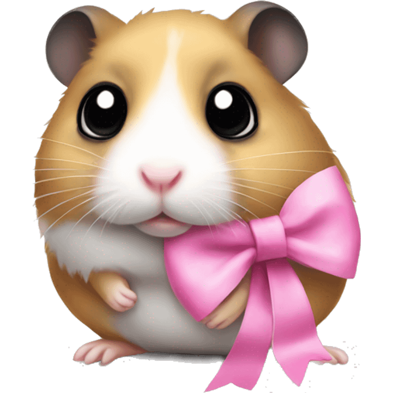 sad girl hamster with big black eyes and a pink bow emoji