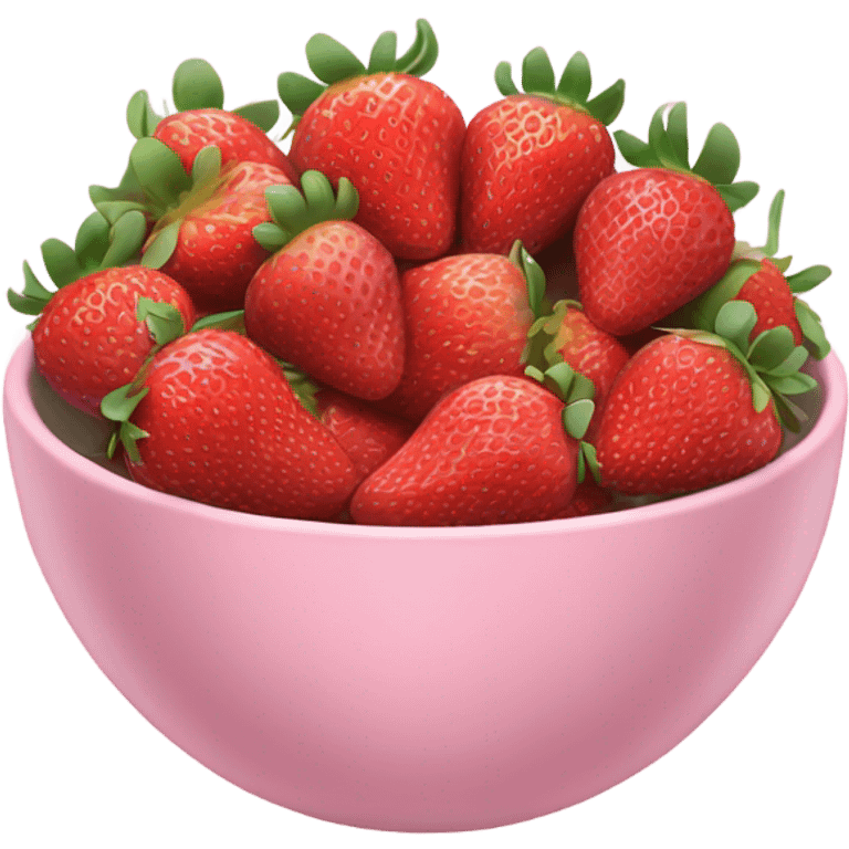 large fancy pastel pink bowl of strawberries emoji