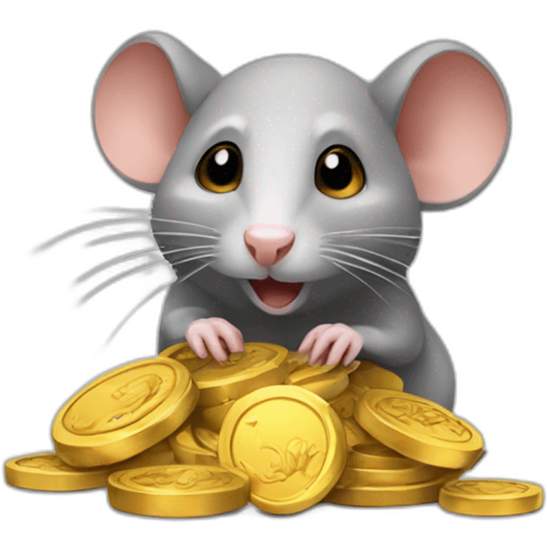 Rat with gold coins emoji